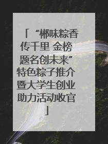 “郴味粽香传千里 金榜题名创未来”特色粽子推介暨大学生创业助力活动收官