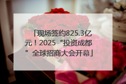 现场签约825.3亿元！2025“投资成都”全球招商大会开幕