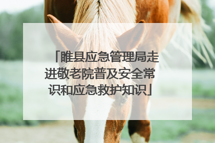 睢县应急管理局走进敬老院普及安全常识和应急救护知识