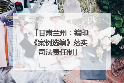甘肃兰州：编印《案例选编》落实司法责任制