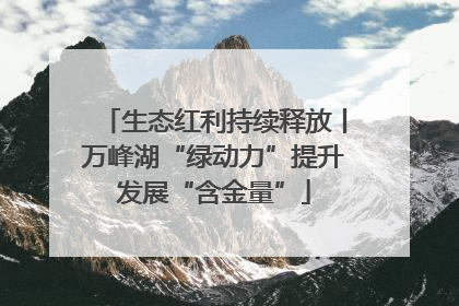 生态红利持续释放丨万峰湖“绿动力”提升发展“含金量”