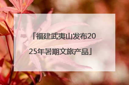 福建武夷山发布2025年暑期文旅产品
