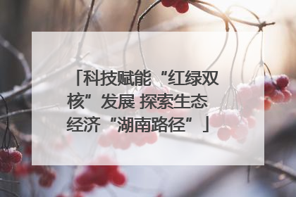科技赋能“红绿双核”发展 探索生态经济“湖南路径”
