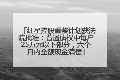 红星控股重整计划获法院批准：普通债权中每户25万元以下部分，六个月内全额现金清偿