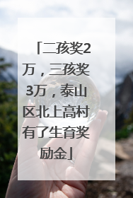 二孩奖2万，三孩奖3万，泰山区北上高村有了生育奖励金