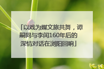 以戏为媒文旅共舞，谭嗣同与李闰160年后的深情对话在浏阳回响