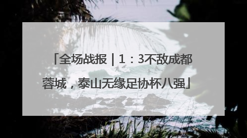 全场战报｜1：3不敌成都蓉城，泰山无缘足协杯八强