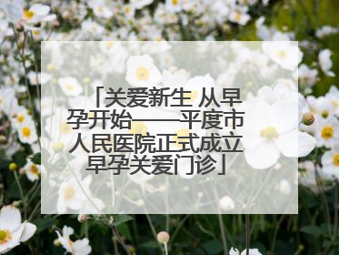 关爱新生 从早孕开始——平度市人民医院正式成立早孕关爱门诊