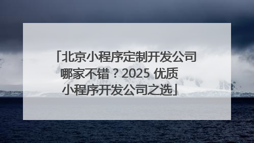 北京小程序定制开发公司哪家不错？2025 优质小程序开发公司之选