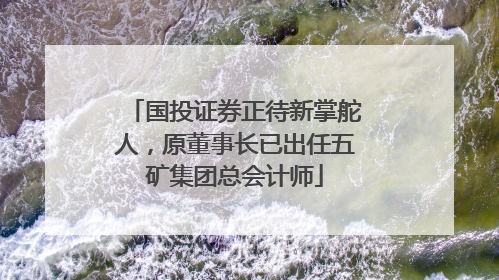 国投证券正待新掌舵人，原董事长已出任五矿集团总会计师