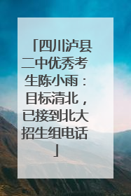 四川泸县二中优秀考生陈小雨：目标清北，已接到北大招生组电话