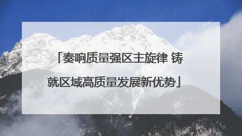 奏响质量强区主旋律 铸就区域高质量发展新优势