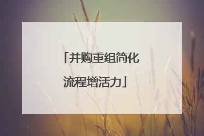 并购重组简化流程增活力