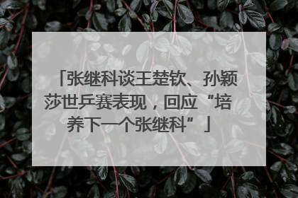 张继科谈王楚钦、孙颖莎世乒赛表现，回应“培养下一个张继科”