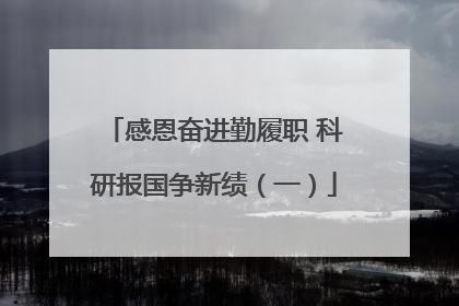 感恩奋进勤履职 科研报国争新绩（一）