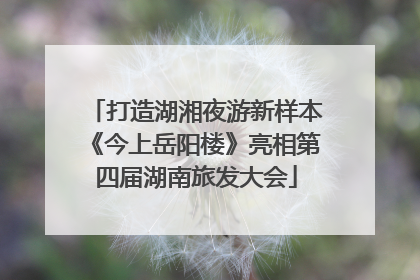 打造湖湘夜游新样本《今上岳阳楼》亮相第四届湖南旅发大会