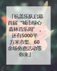 杭盖乐队启幕首届“城市绿心森林音乐周”，还有5000平方米市集、60余场免费活动等你来