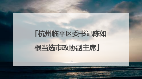 杭州临平区委书记陈如根当选市政协副主席