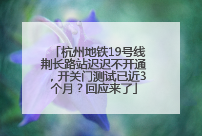 杭州地铁19号线荆长路站迟迟不开通，开关门测试已近3个月？回应来了