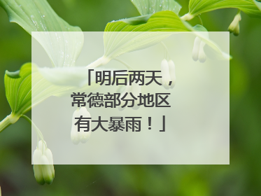 明后两天，常德部分地区有大暴雨！