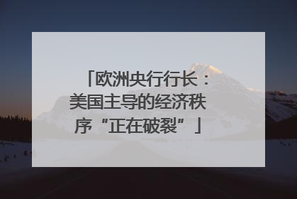 欧洲央行行长：美国主导的经济秩序“正在破裂”