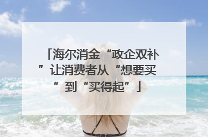 海尔消金“政企双补”让消费者从“想要买”到“买得起”