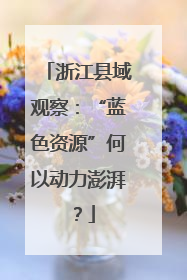 浙江县域观察：“蓝色资源”何以动力澎湃？