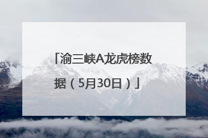 渝三峡A龙虎榜数据（5月30日）