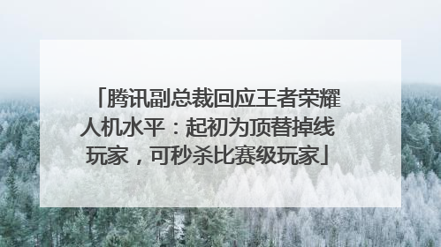 腾讯副总裁回应王者荣耀人机水平：起初为顶替掉线玩家，可秒杀比赛级玩家