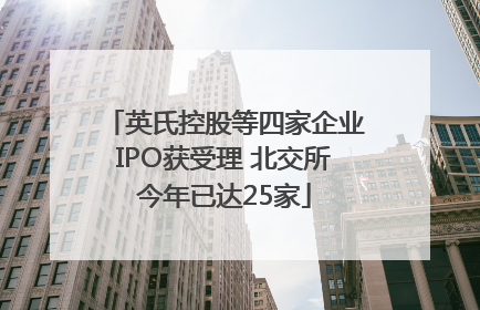 英氏控股等四家企业IPO获受理 北交所今年已达25家