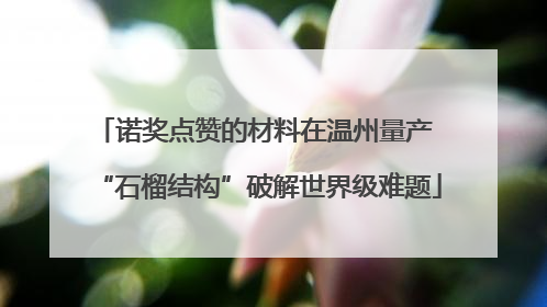 诺奖点赞的材料在温州量产 “石榴结构”破解世界级难题