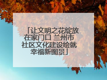 让文明之花绽放在家门口 兰州市社区文化建设绘就幸福新图景