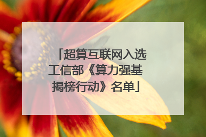 超算互联网入选工信部《算力强基揭榜行动》名单