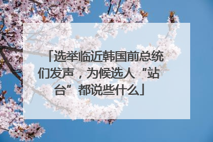 选举临近韩国前总统们发声，为候选人“站台”都说些什么