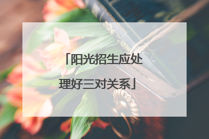 阳光招生应处理好三对关系