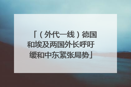 （外代一线）德国和埃及两国外长呼吁缓和中东紧张局势