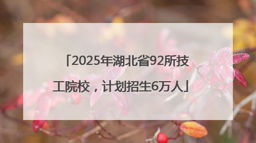 2025年湖北省92所技工院校，计划招生6万人